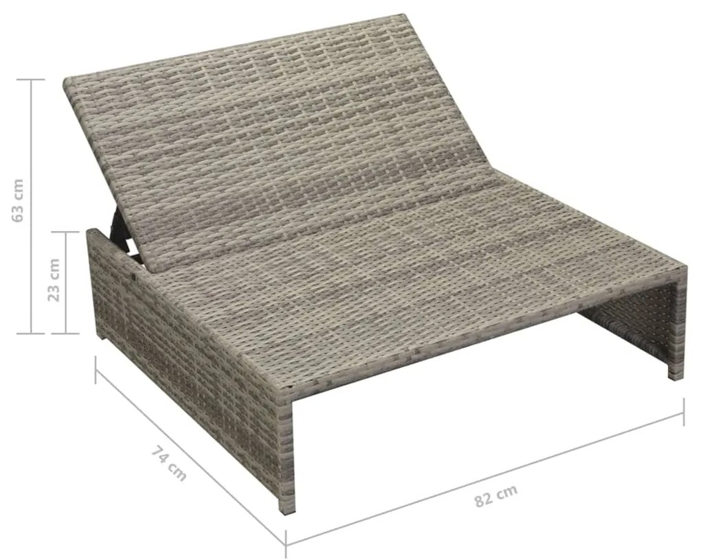 5 pcs conjunto lounge de jardim c/ almofadões vime PE cinzento