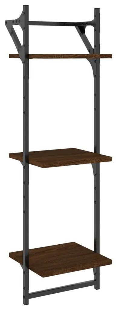 Estante 3 prat. c/ barras 2 pcs 30x25x100 cm carvalho castanho