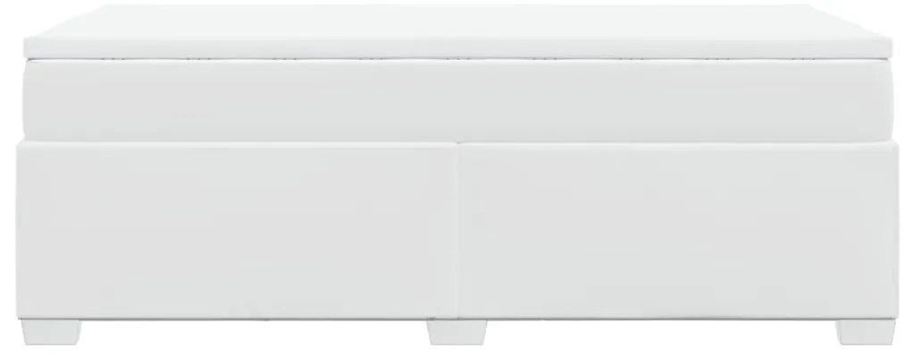 Cama com molas/colchão 90x200 cm couro artificial branco