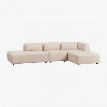 Sofá Modular Chaise Longue Direito De 3 Peças Com Divã Fogler Tecido Pele De Borrego Bege Creme - Sklum