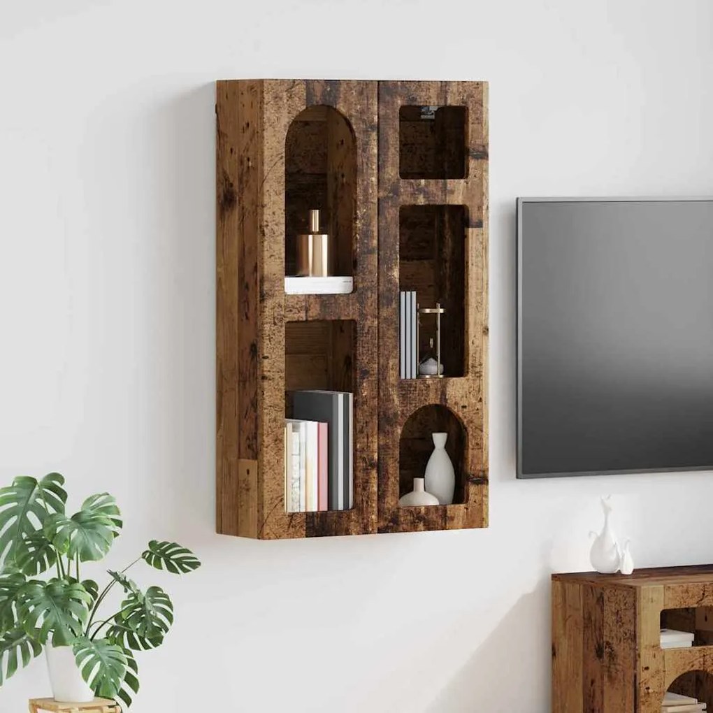 vidaXL Armário suspenso com prateleira Madeira antiga 59 x 20 x 100 cm