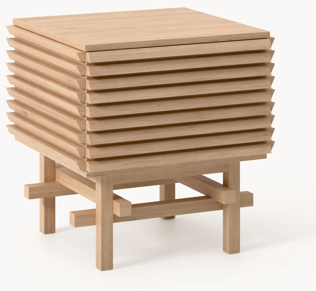 Mesa de cabeceira em madeira de carvalho Pierce, bege