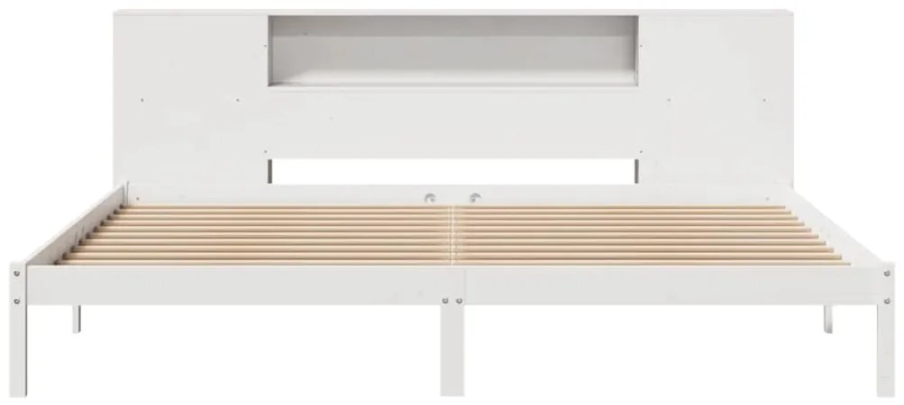 Cama com estante sem colchão 200x200 cm pinho maciço branco