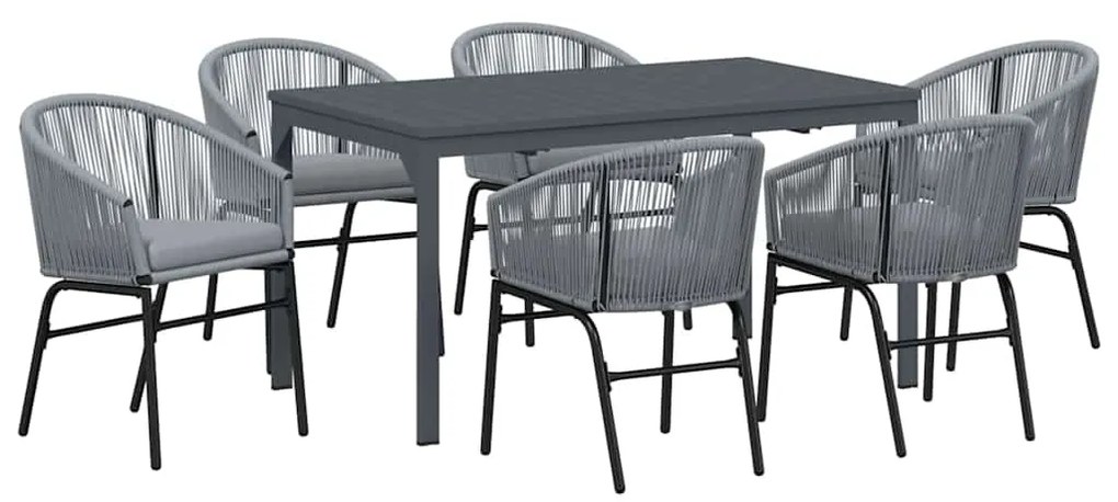 Conjunto de Jantar para Jardim Manual 7 pcs Cinzeto Grande