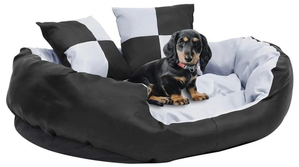 171208 vidaXL Almofadão p/ cães reversível e lavável 85x70x20 cm cinza/preto