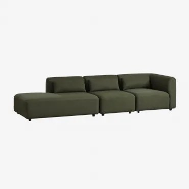 Sofá De Canto Modular Fogler De 3 Peças Com Chaise Longue Esquerda Chenille Verde Sálvia - Sklum
