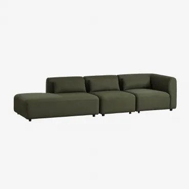 Sofá Modular De Canto Em 3 Peças Com Chaise Longue À Esquerda Fogler Tecido Pele De Borrego Verde Sálvia - Sklum