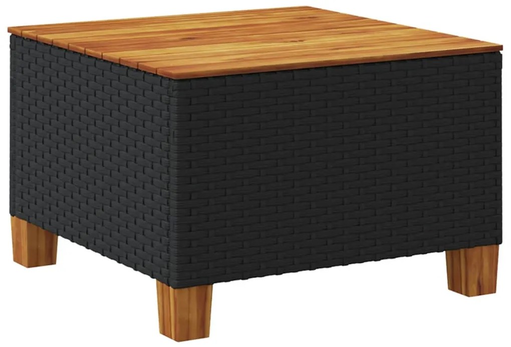 Mesa de jardim 55x55x36 cm vime PE e madeira de acácia preto