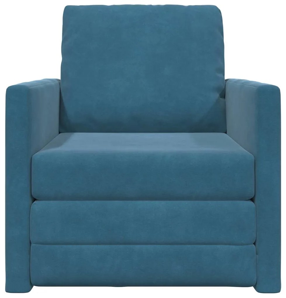 Sofá Cama 2 em 1 Azul 74x77x81 cm Veludo