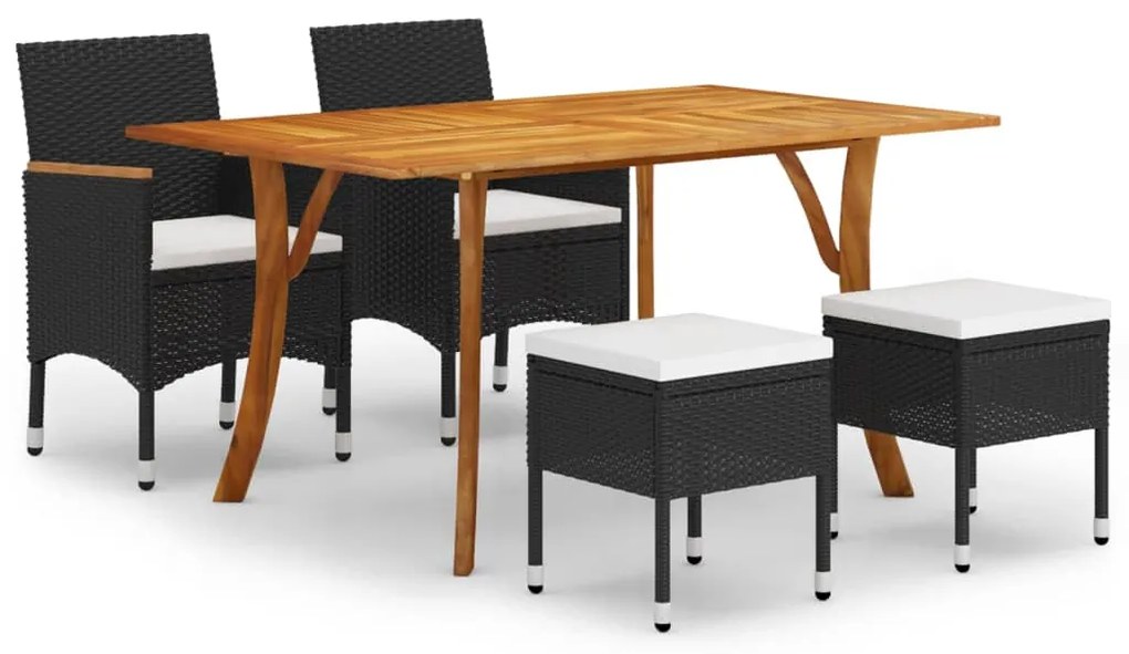 vidaXL 5 pcs conjunto de jantar para jardim preto