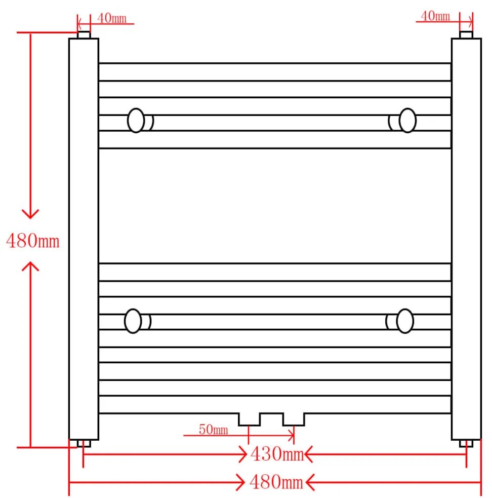 Aquecedor toalhas casa de banho curvo 480 x 480 mm preto