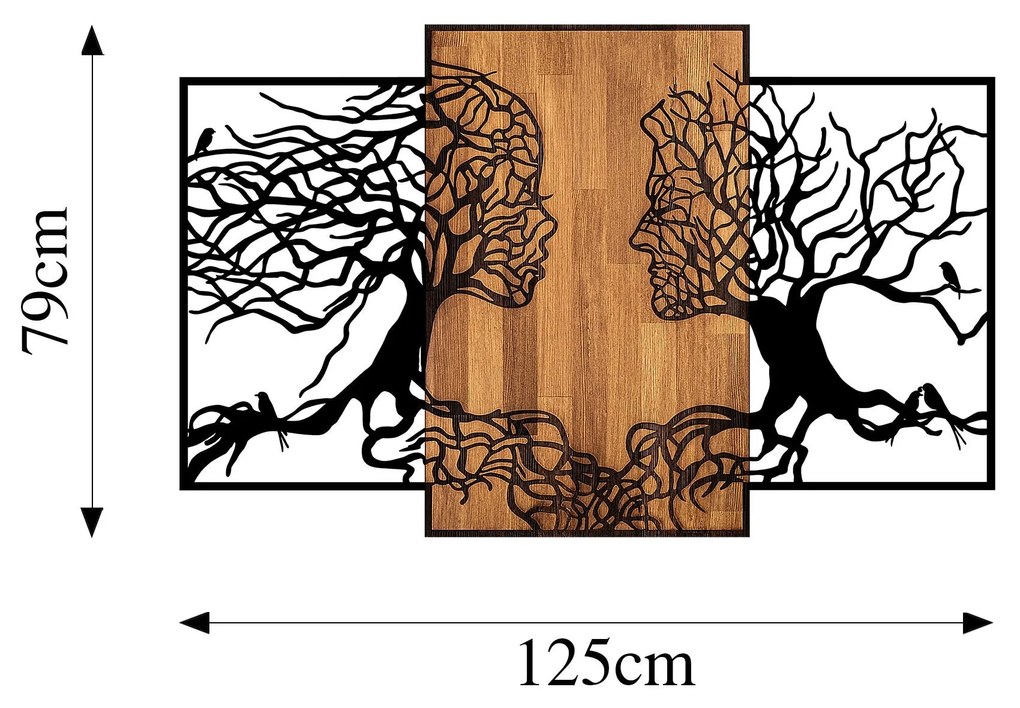 Acessório Decorativo de Parede Tree Love – Preto e Noz – 125 x 3 x 79