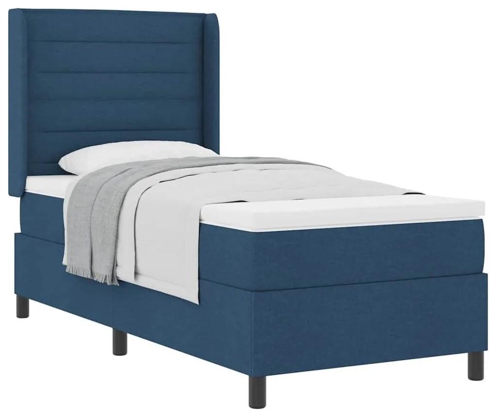 Cama Box com Colchão - Azul, 90 x 200 cm, Tecido