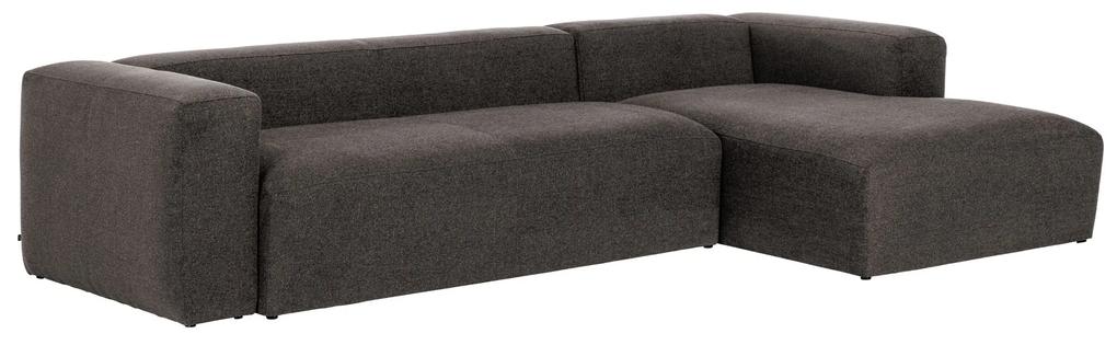 Kave Home - Sofá Blok chaise longue direito de 3 lugares cinzento 330 cm