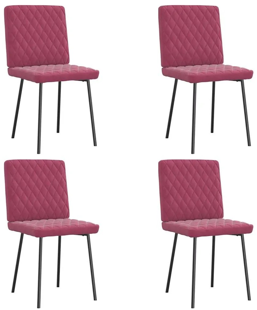 vidaXL Cadeiras de jantar 4 pcs veludo vermelho tinto