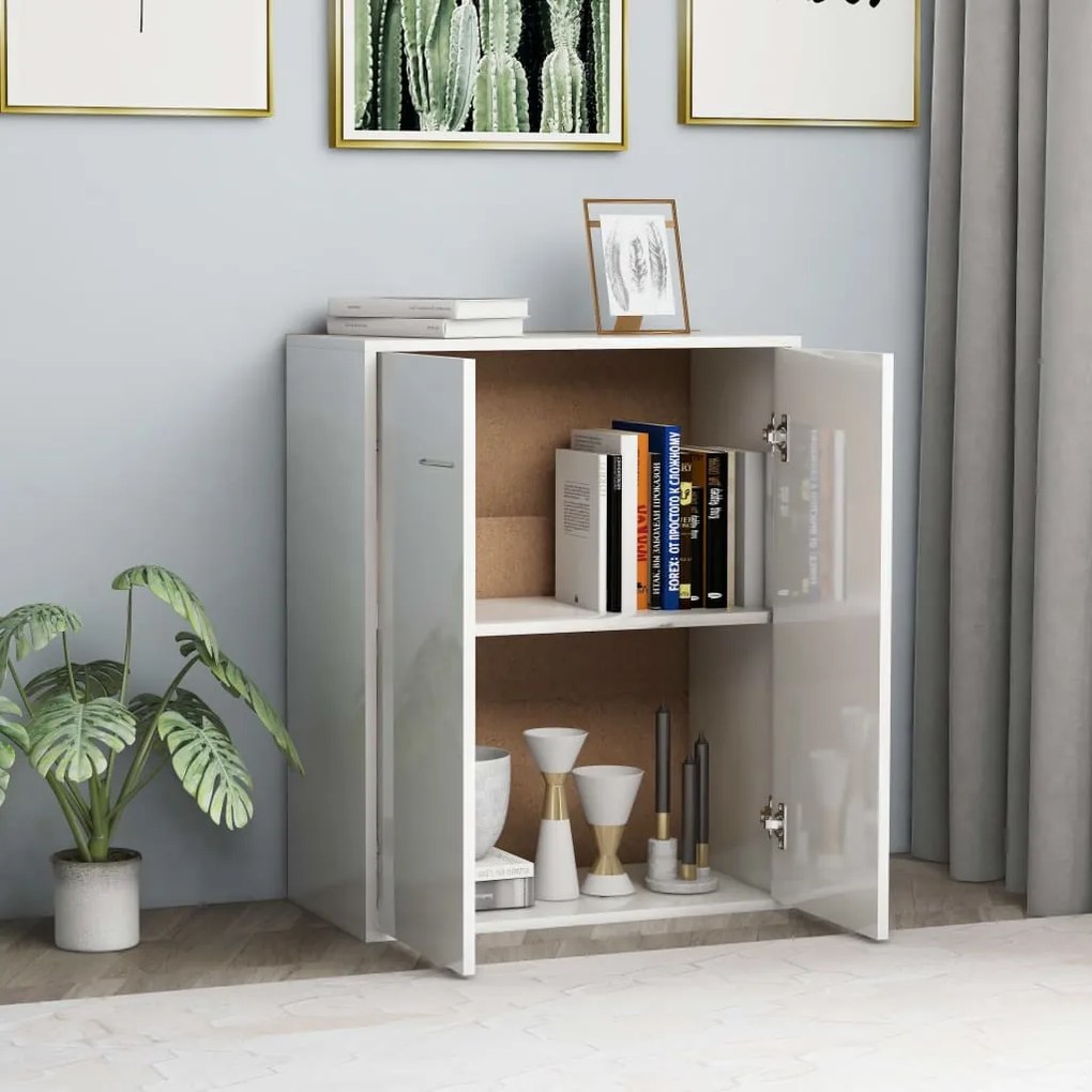 Aparador 60x30x75 cm contraplacado branco brilhante