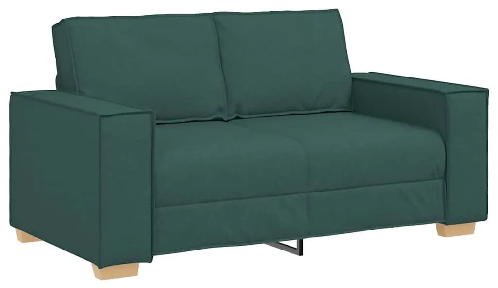 Conjunto de Sofá de 3 Peças com Almofadas em Tecido Verde Escuro
