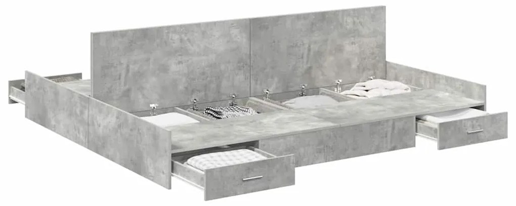 Estrado de cama com arrumação Cinzento cimento 180 x 200 cm