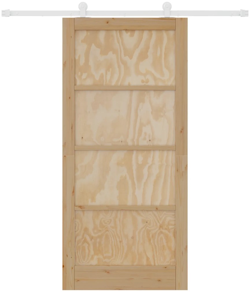 Porta de Correr com Conjunto de Ferragens 93x202 cm Madeira Maciça de