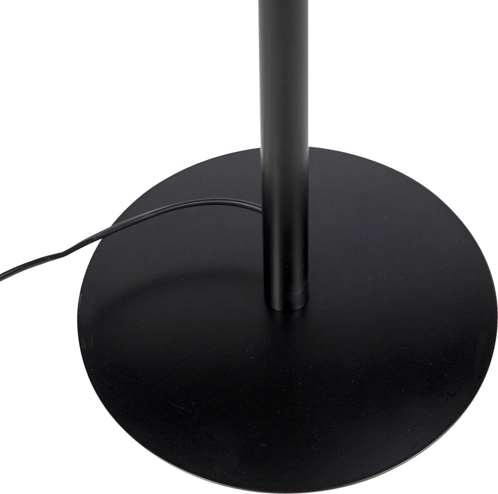 Candeeiro de pé preto com abajur de linho cinzento escuro 45 cm - Simplo