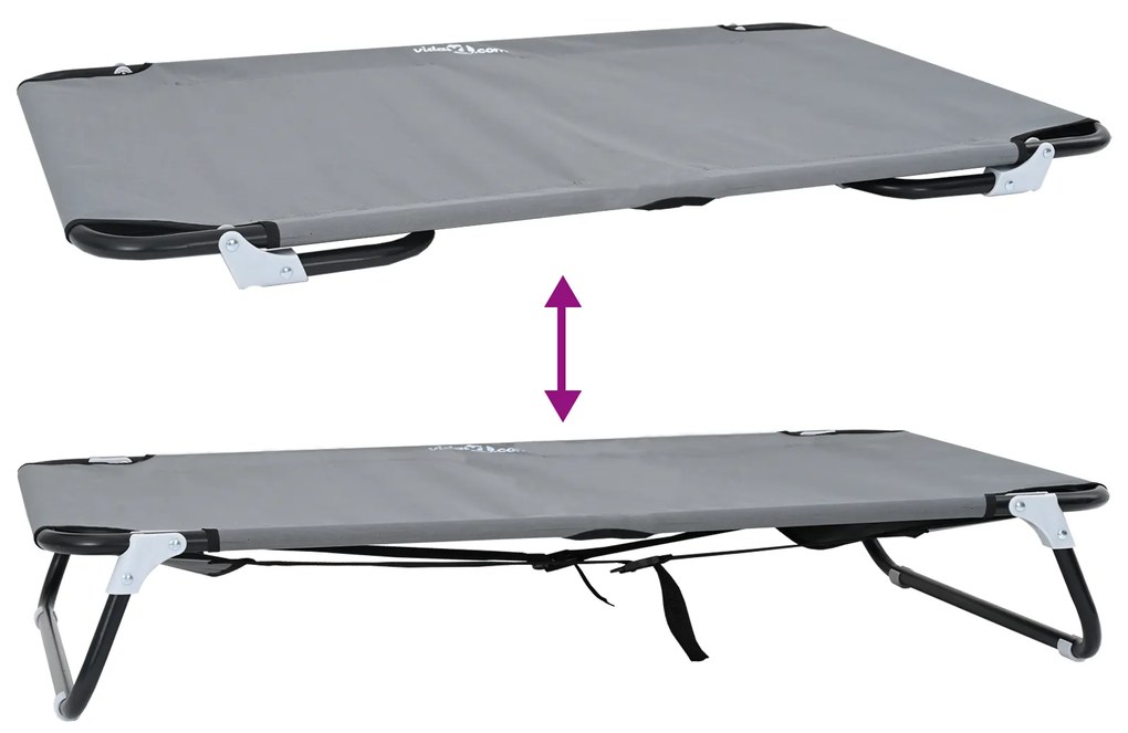Cama de Cão Dobrável Cinza Claro Estrutura de Metal, Cama de Tecido