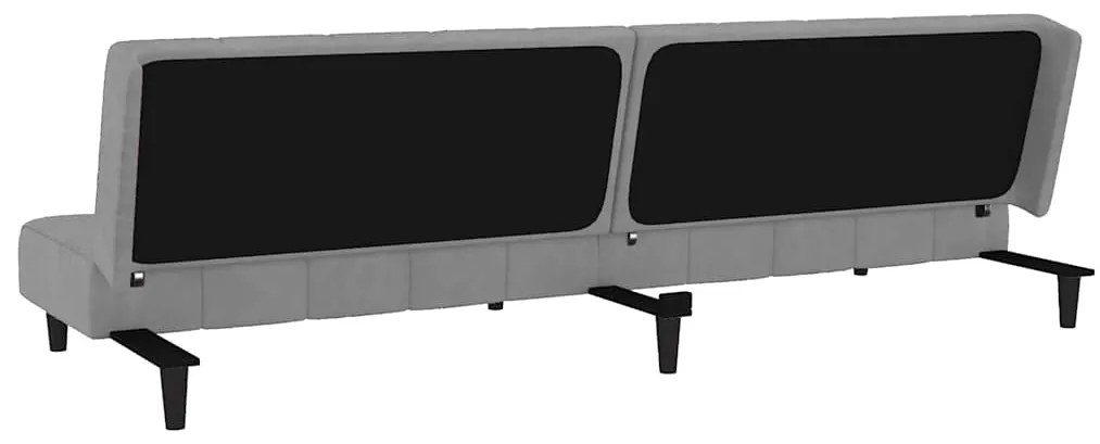 Sofá-cama de 2 lugares veludo cinzento-claro