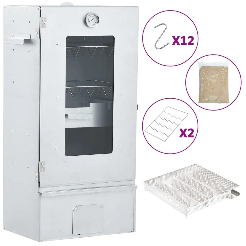 vidaXL Defumador p/ churrasqueira c/ gerador fumo frio aço galvanizado
