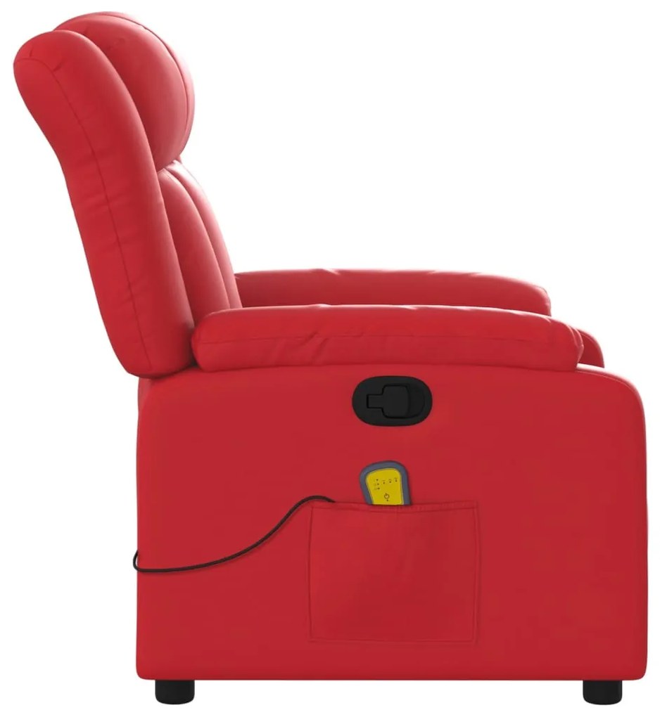 Poltrona de massagens reclinável couro artificial vermelho