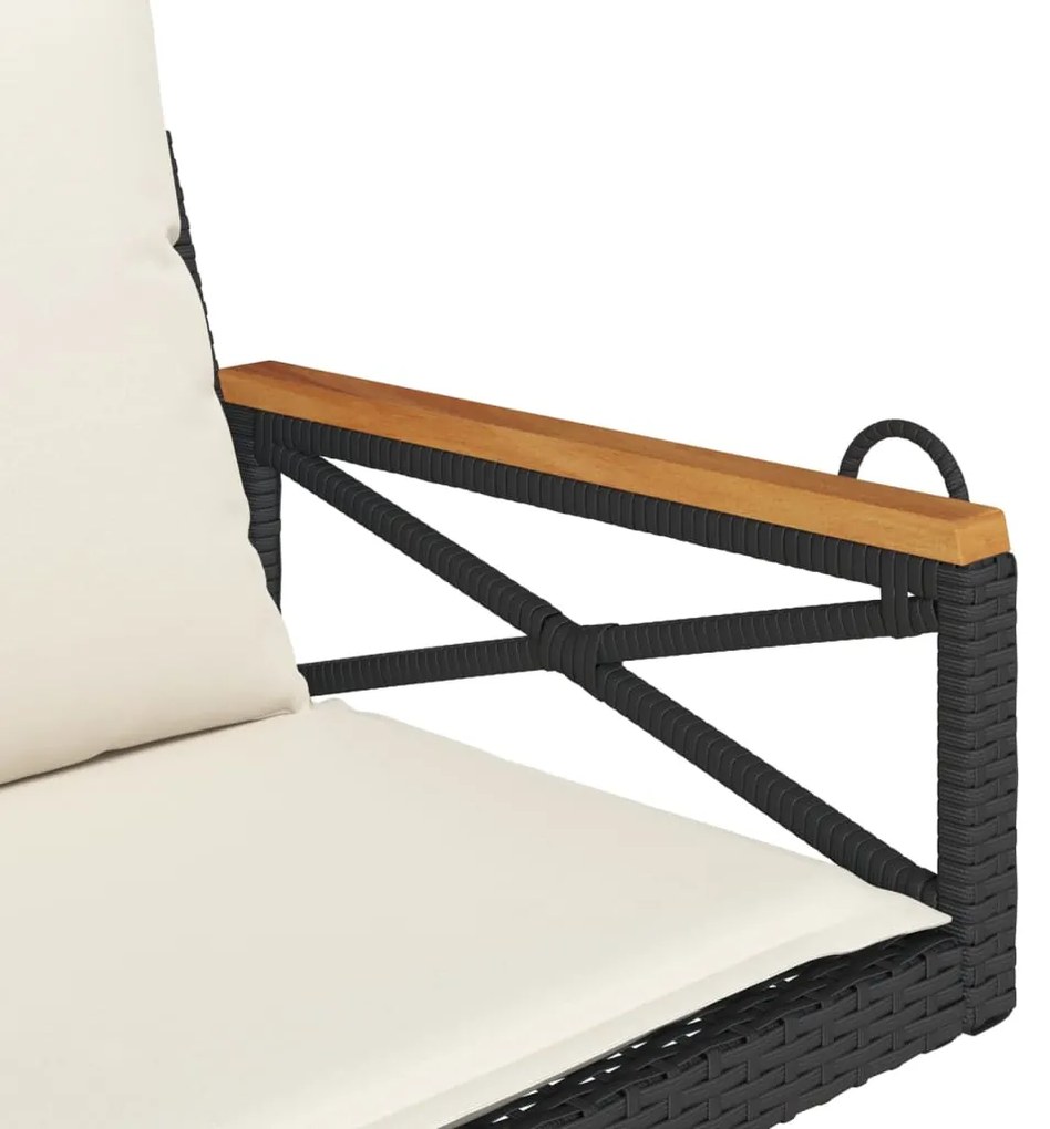Banco baloiço com almofadões 63x62x40 cm vime PE preto