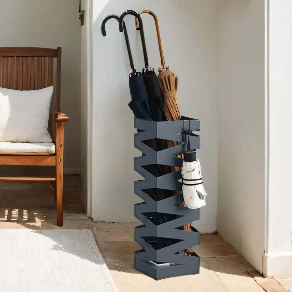 Suporte para guarda-chuvas quadrado 15,5 x 15,5 x 49 cm cinzento