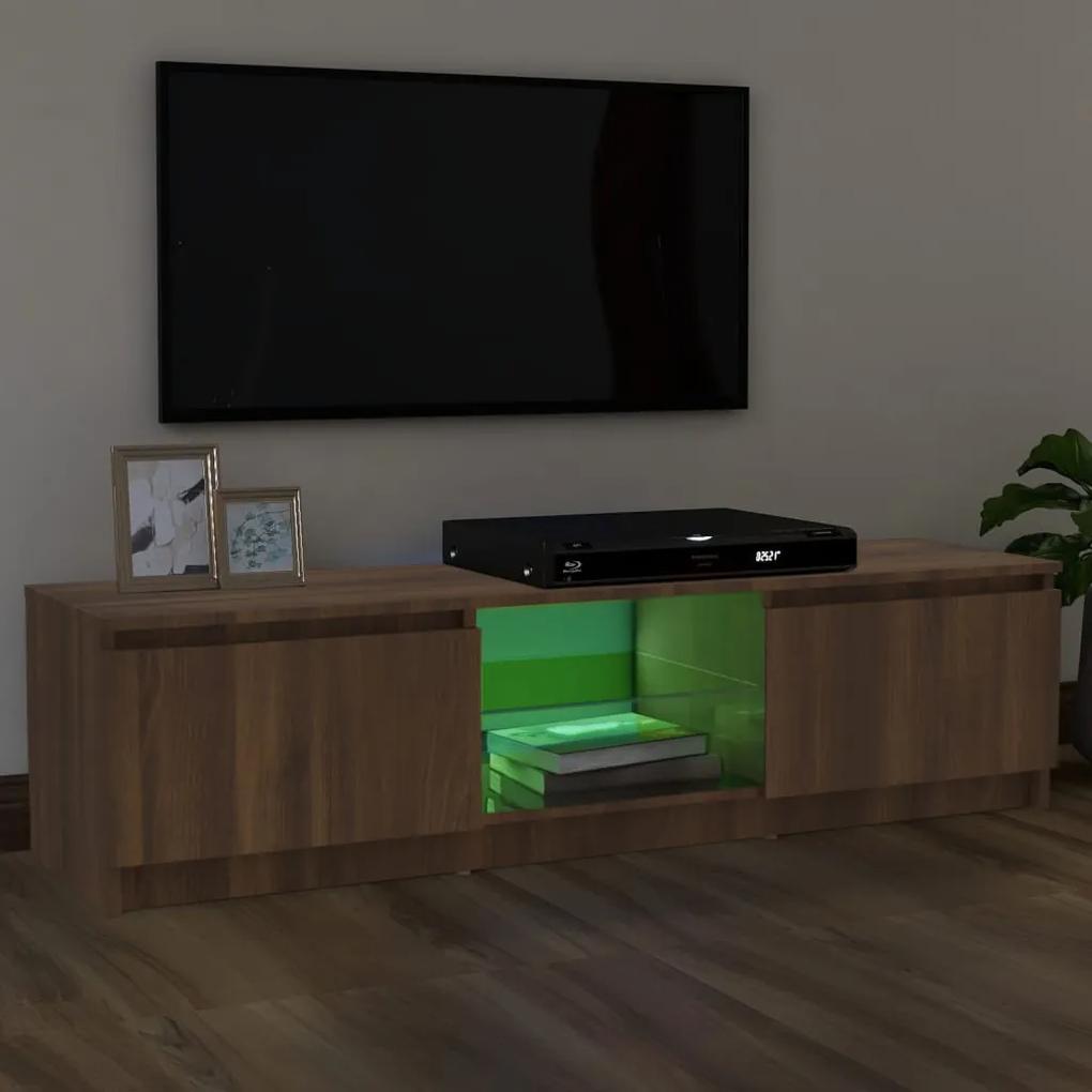 Móvel de TV Vinici com Luzes LED de 120cm - Nogueira - Design Moderno