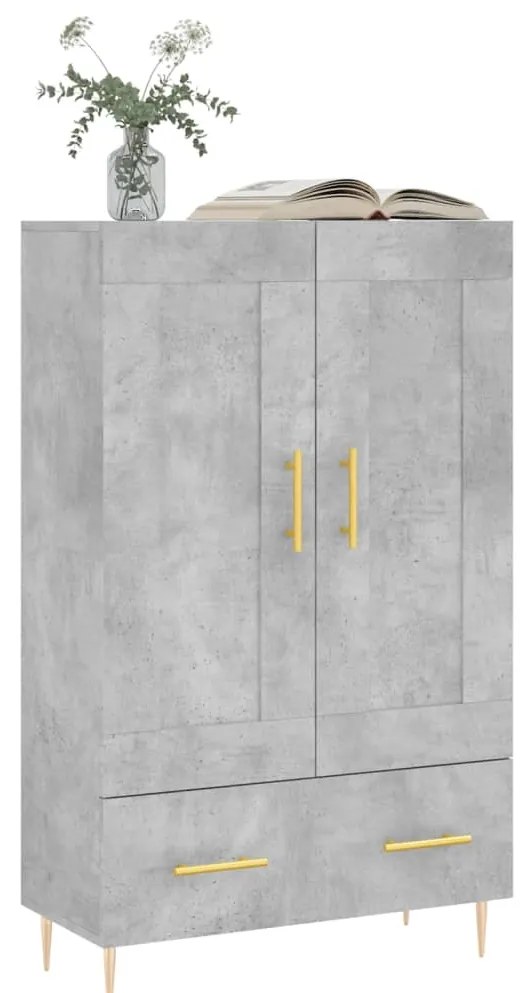 Aparador alto 69,5x31x115 cm derivados de madeira cinza-cimento