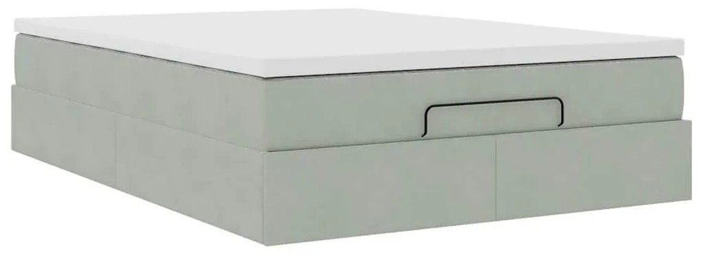 Estrutura de cama otomana com colchão 140x200 cm cinzento claro