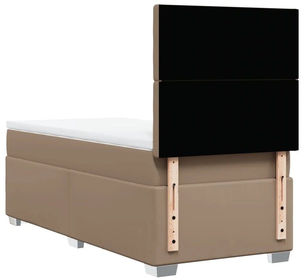 Cama com molas/colchão 100x200 cm couro artificial cappuccino