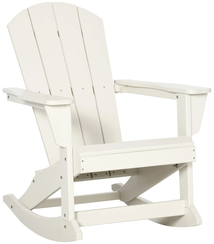 Cadeira Adirondack Baloiço de Jardim Baloiço para Exterior Estilo Adirondack de HDPE para Varanda Pátio Carga Máxima 120kg 73,5x93x91,5cm Branco