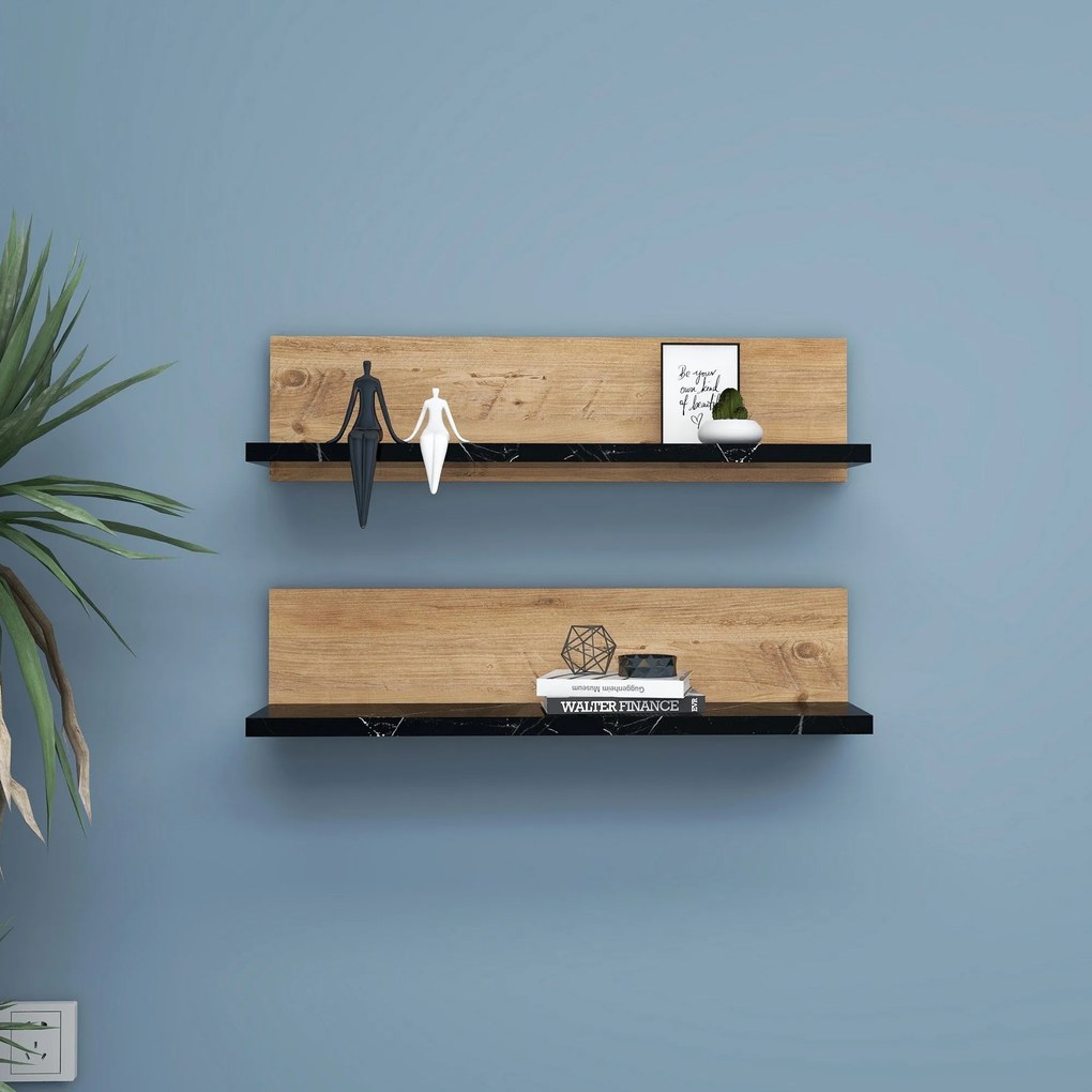 Prateleira de Parede Shelf – Pinho Atlântico e Preto – 60 cm x 15 cm x