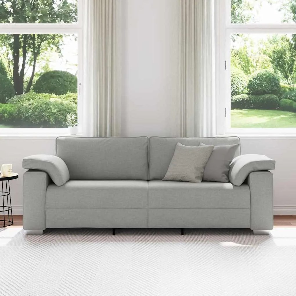Sofá de 3 lugares cinza-claro, 178 cm de tecido