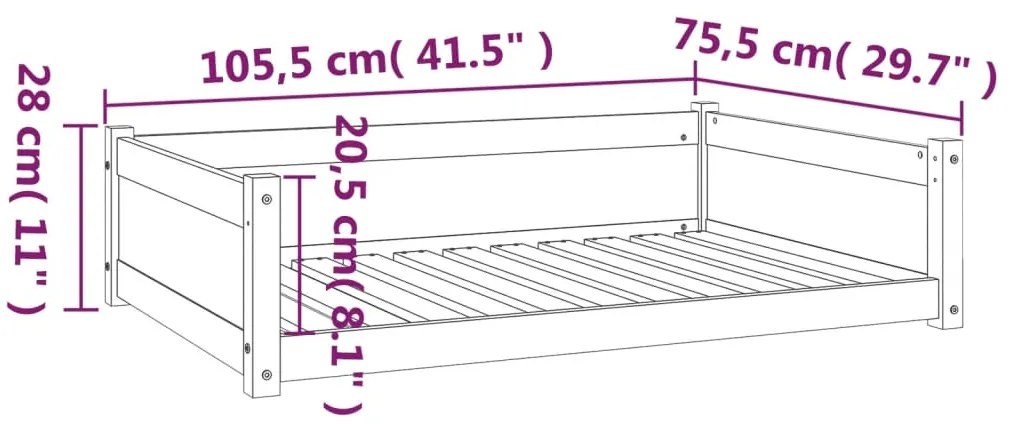 Cama para cães 105,5x75,5x28 cm madeira de pinho maciça branco