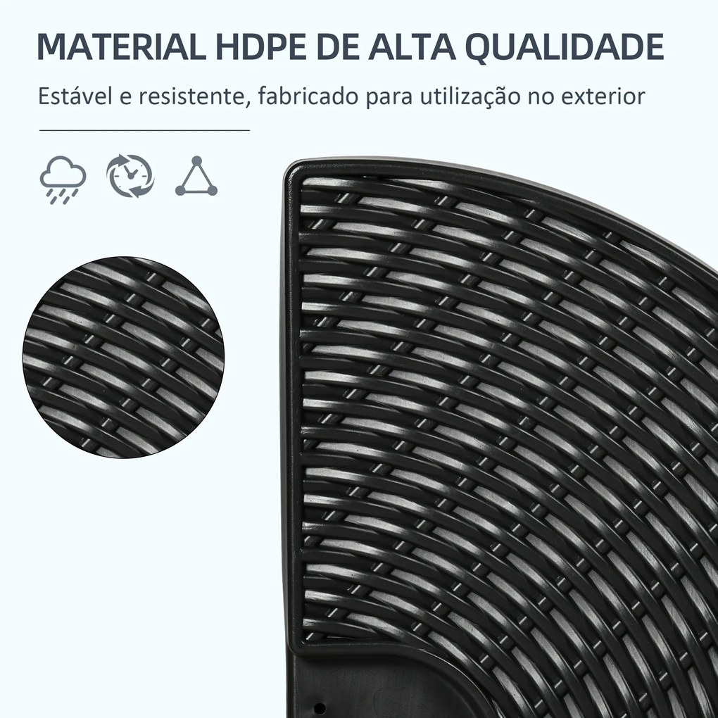 Base para Chapéu de Sol de 4 Peças Recarregável com Areia 68 kg ou Água 52 kg para Jardim Pátio ou Terraço Preto