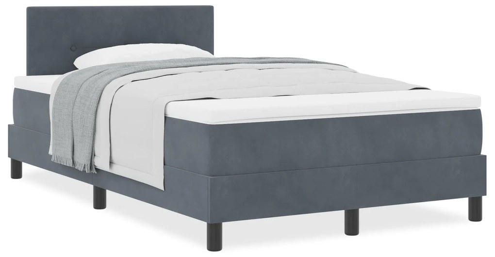 Cama Box com Colchão vidaXL Cinza Escuro 120x200 cm Veludo