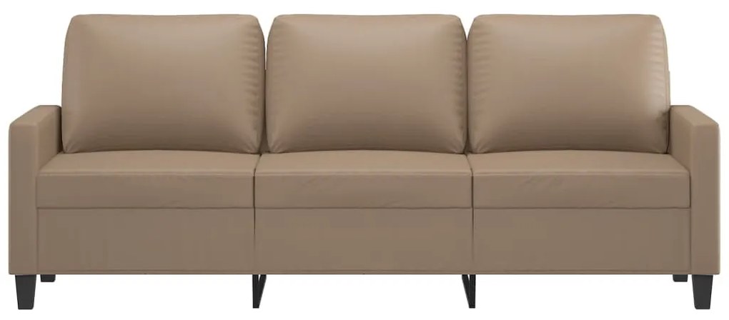 Sofá de 3 lugares 180 cm couro artificial cor cappuccino