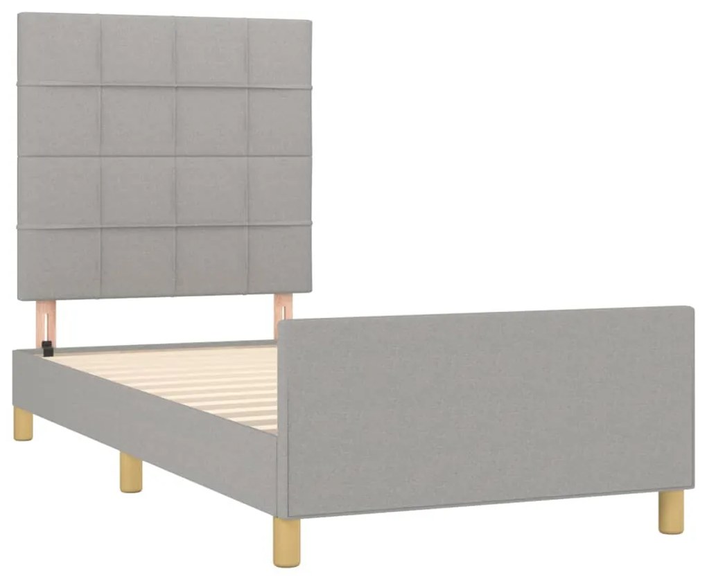 Estrutura de cama sem colchão 100x200 cm tecido cinzento-claro