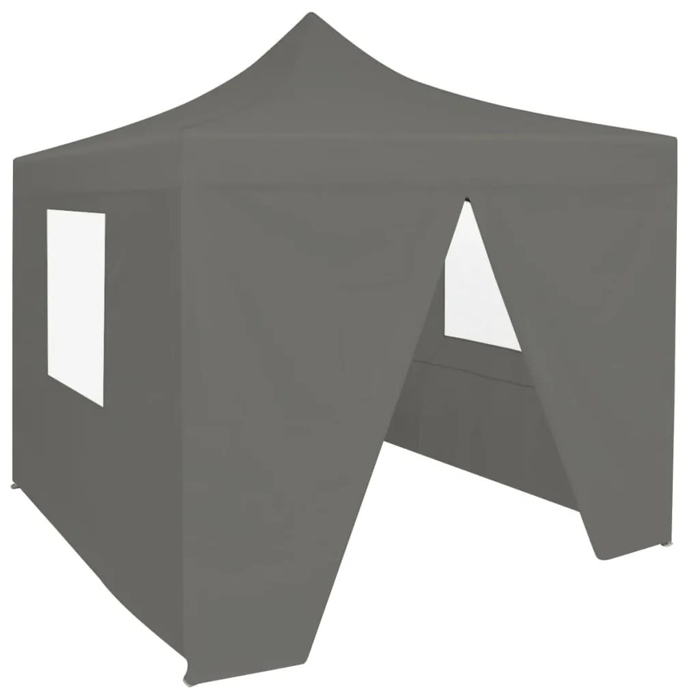 vidaXL Tenda dobrável profissional festas 4 paredes 2x2m aço antracite