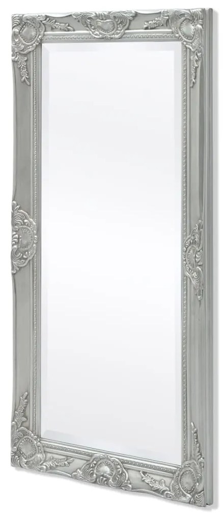 Espelho de parede, estilo barroco, 100x50 cm, prateado
