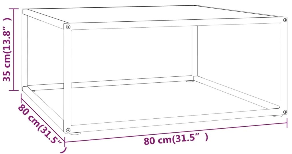 Mesa de centro 80x80x35 cm vidro mármore branco
