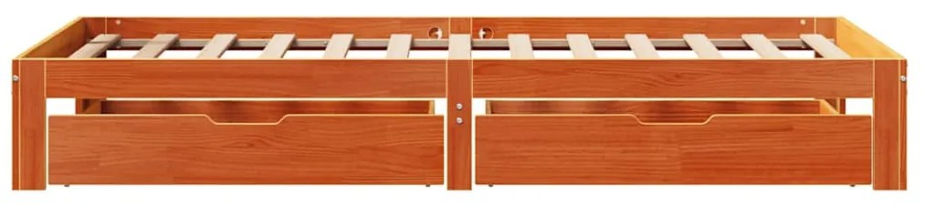 Estrutura de cama c/ gavetas 90x200cm pinho maciço castanho-mel