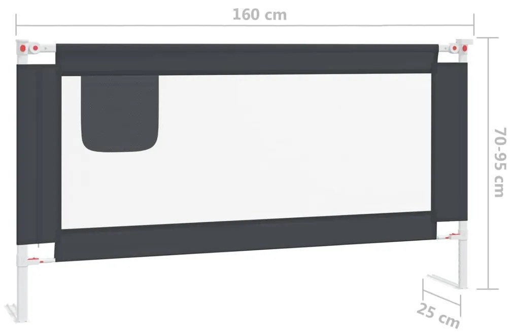 Barra segurança p/ cama infantil tecido 160x25 cm cinza-escuro