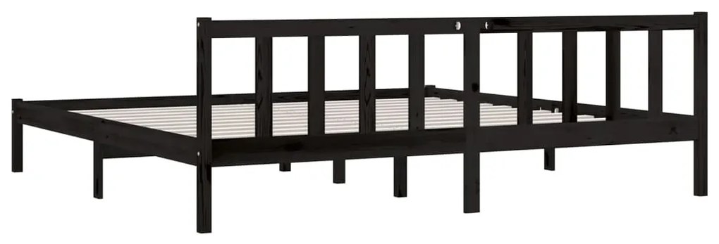 Estrutura de cama 200x200 cm madeira de pinho maciça preto