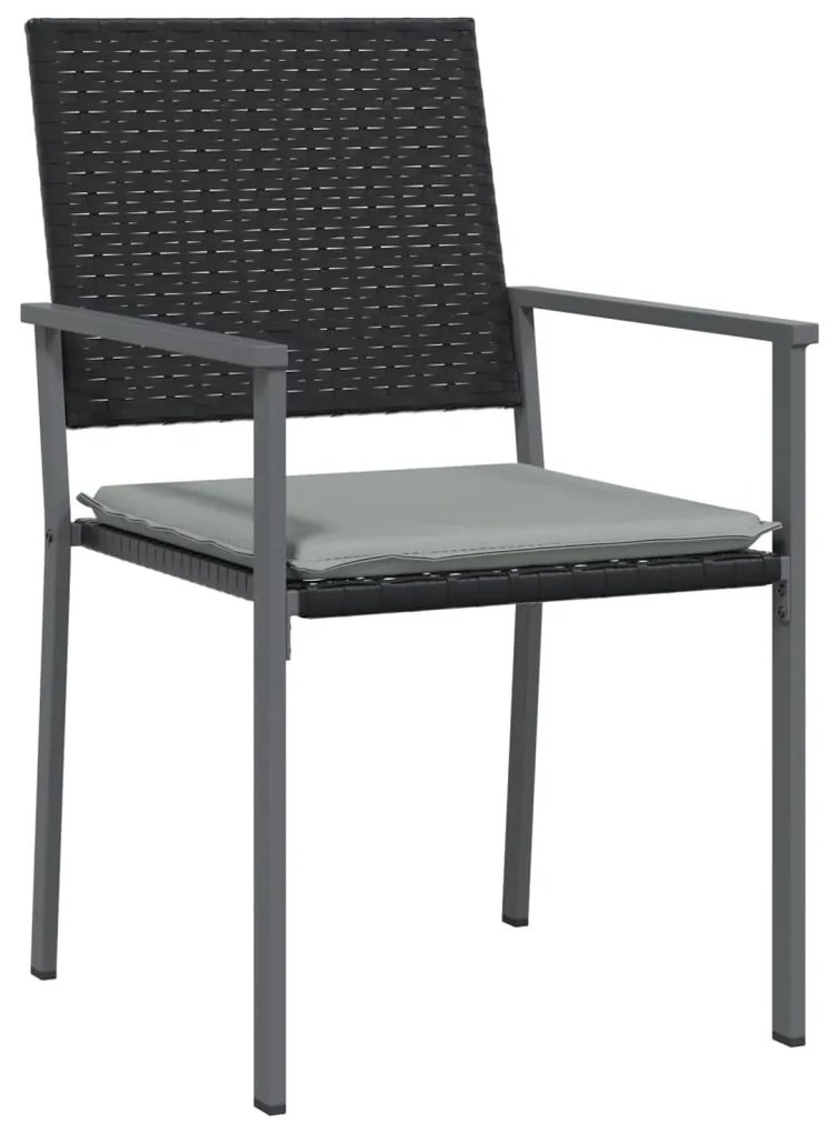 3 pcs conjunto de jantar p/ jardim c/ almofadões vime PE e aço