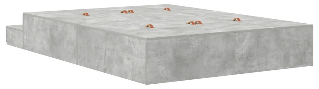 Cama de armazenamento Cinza Concreto 140x200 cm